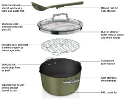 Ninja Zerostick 30cm Non Stick Aluminium Possible Pot -Green -Best Kitchen Products 1120295 R Z011A