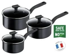 Tefal Total 3 Piece Non Stick Pan Set - Black -Best Kitchen Products 1303799 R Z003A