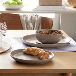 Habitat Mushroom 12 Piece Stoneware Dinner Set - Mushroom -Best Kitchen Products 1341108 R Z001C