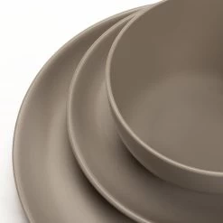 Habitat Mushroom 12 Piece Stoneware Dinner Set - Mushroom -Best Kitchen Products 1341108 R Z005A