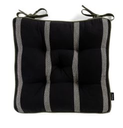 Habitat Woven Stripe Pack Of 2 Seat Cushion - Black -Best Kitchen Products 1402353 R Z003A