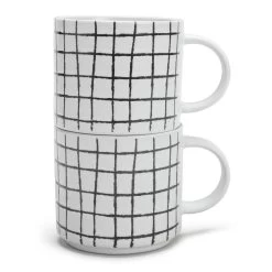 Habitat Grid Set Of 4 Mugs - White -Best Kitchen Products 1402944 R Z002A