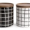Habitat Grid Pack Of 2 Ceramic Canister - Black And White -Best Kitchen Products 1975402 R Z001A