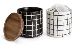 Habitat Grid Pack Of 2 Ceramic Canister - Black And White -Best Kitchen Products 1975402 R Z004A