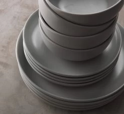 Habitat 12 Piece Stoneware Dinner Set - Matt Grey -Best Kitchen Products 2151768 R Z003C