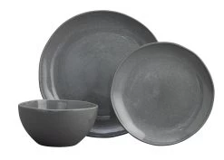 Habitat 12 Piece Stoneware Dinner Set - Grey