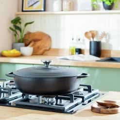 Habitat 4 Litre Shallow Cast Iron Casserole Dish - Black -Best Kitchen Products 3065482 R Z002C