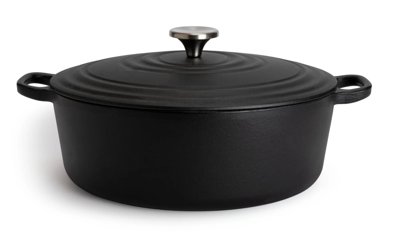 Habitat 4.7 Litre Oval Cast Iron Casserole Dish - Black