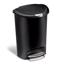 Simplehuman 50L Plastic Semi Round Pedal Bin - Black