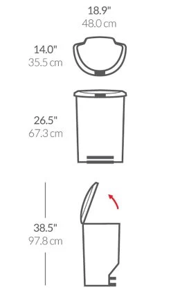 Simplehuman 50L Plastic Semi Round Pedal Bin - Black -Best Kitchen Products 3341106 R Z020A