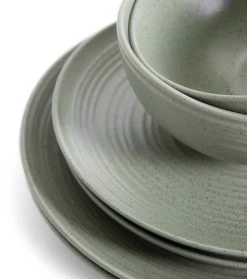 Habitat Textured Ripple 12 Piece Stoneware Dinner Set - Sage -Best Kitchen Products 4353492 R Z005A