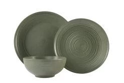 Habitat Textured Ripple 12 Piece Stoneware Dinner Set - Sage -Best Kitchen Products 4353492 R Z007A