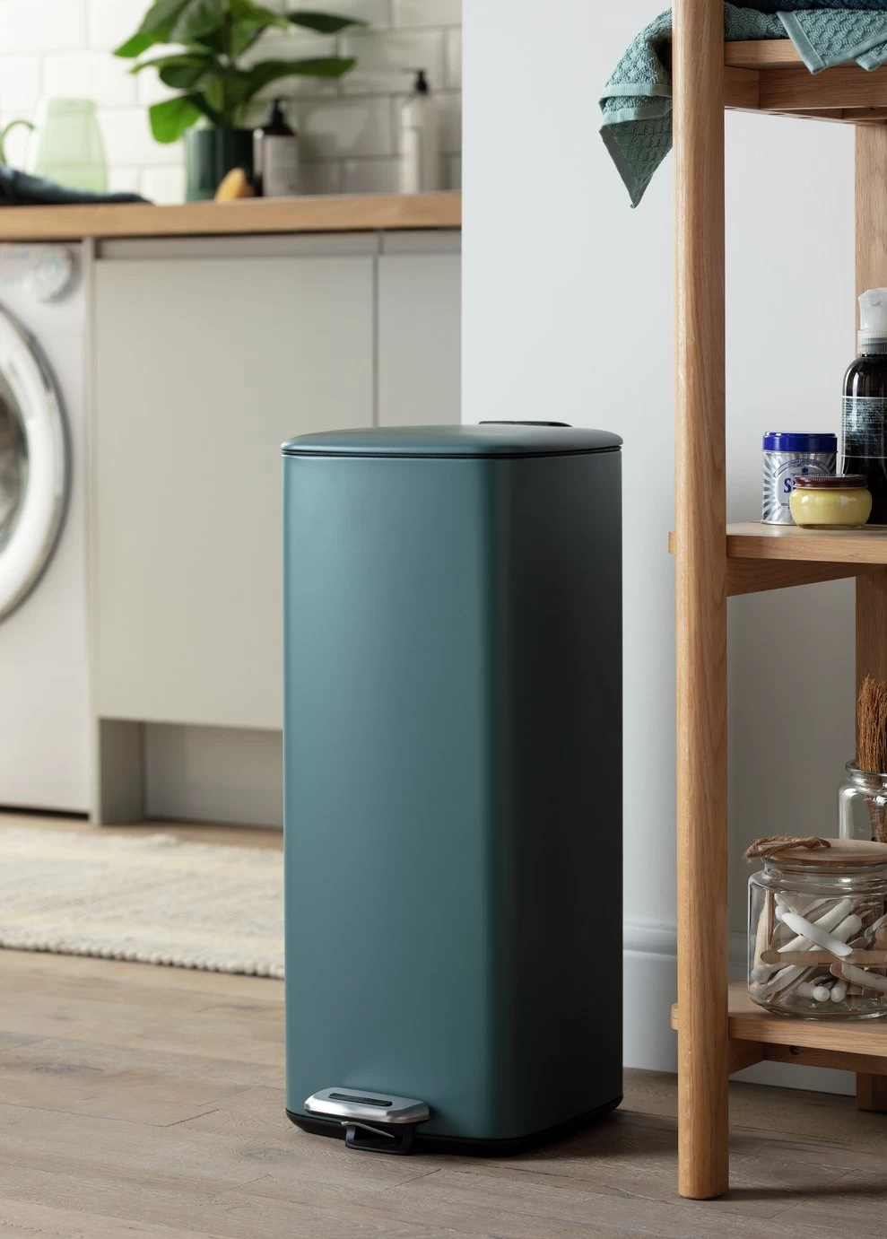 Habitat 28 Litre Square Waste Bin - Teal 4 Habitat 28 Litre Square Waste Bin - Teal - Image 2