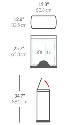 Simplehuman 46 Litre Rectangular Recycle Bin 17 Simplehuman 46 Litre Rectangular Recycle Bin -Best Kitchen Products 6609780 R Z020A