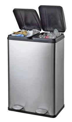 Habitat 55 Litre 2 Compartment Recycling Bin - Steel -Best Kitchen Products 7007068 R Z004A