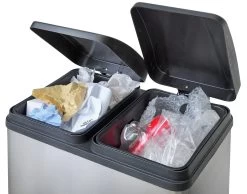 Habitat 55 Litre 2 Compartment Recycling Bin - Steel -Best Kitchen Products 7007068 R Z005A