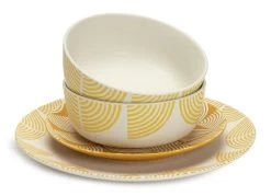 Habitat Block Print 12 Piece Stoneware Dinner Set - Yellow 11 Habitat Block Print 12 Piece Stoneware Dinner Set - Yellow -Best Kitchen Products 7040575 R Z002A