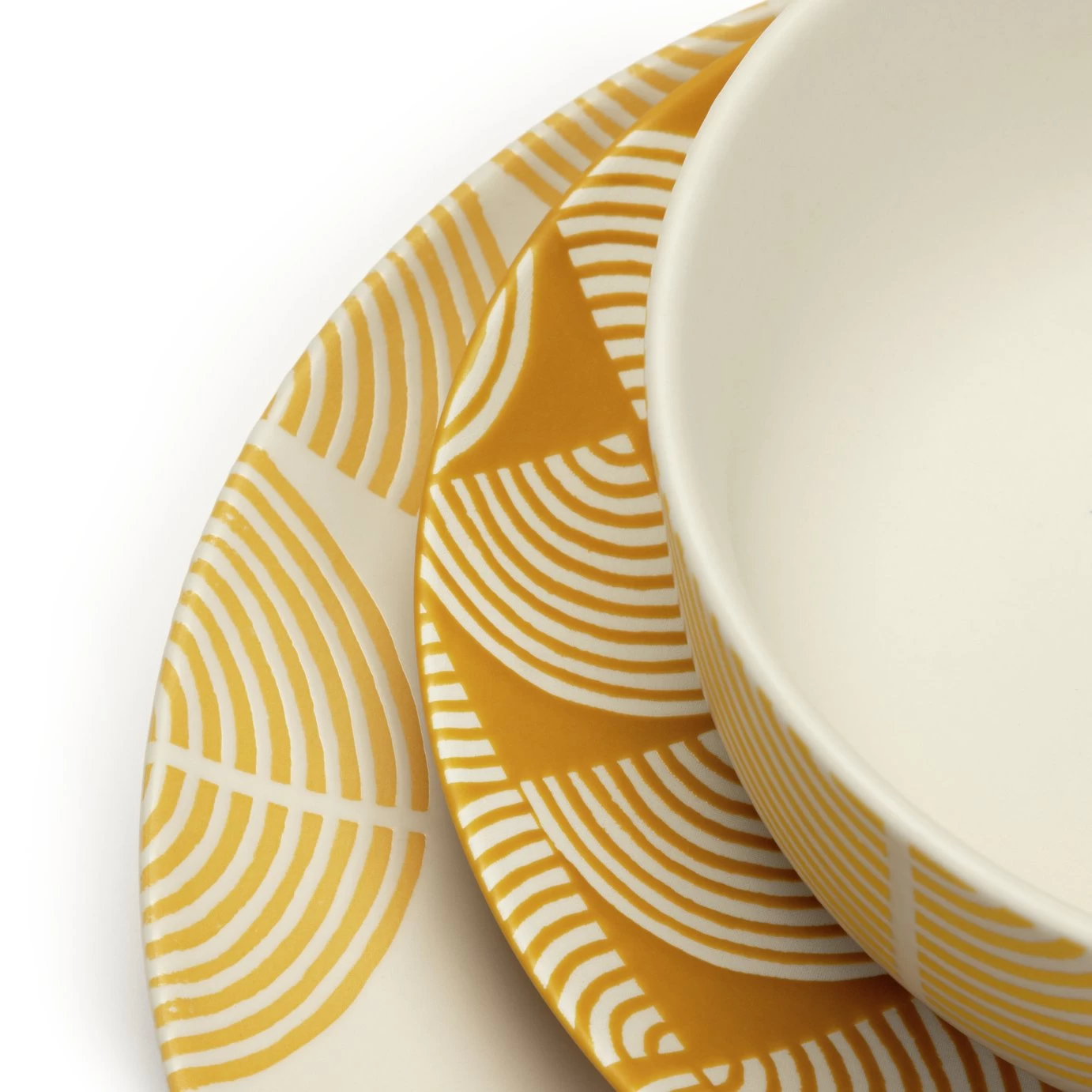 Habitat Block Print 12 Piece Stoneware Dinner Set - Yellow 7 Habitat Block Print 12 Piece Stoneware Dinner Set - Yellow - Image 5