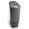 Simplehuman 40 Litre Plastic Slim Pedal Bin - Grey 1 Simplehuman 40 Litre Plastic Slim Pedal Bin - Grey -Best Kitchen Products 7277070 R Z001A