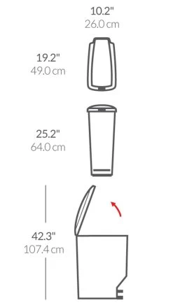 Simplehuman 40 Litre Plastic Slim Pedal Bin - Grey -Best Kitchen Products 7277070 R Z020A