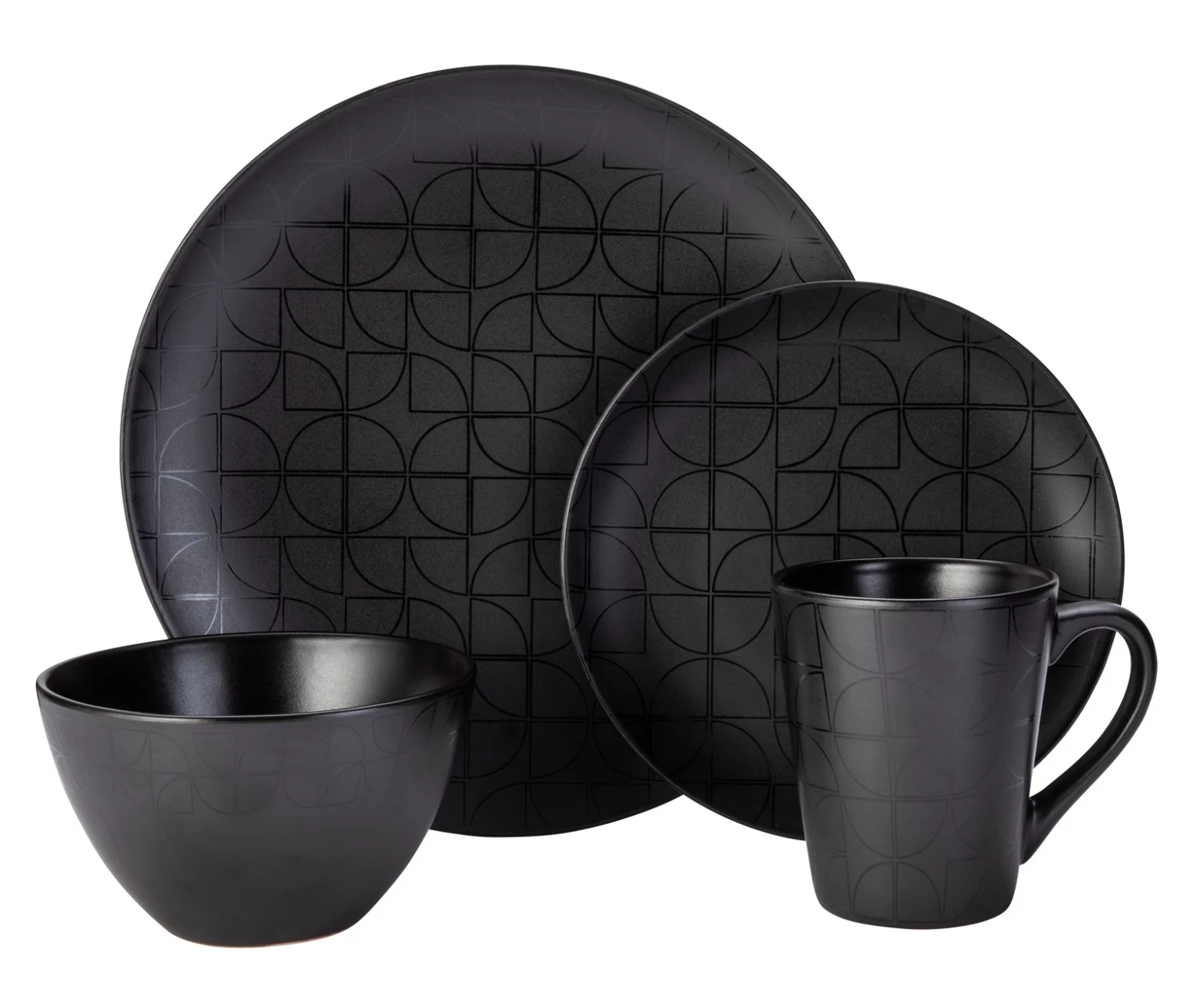 Habitat Geo 16 Piece Stoneware Dinner Set - Black 3 Habitat Geo 16 Piece Stoneware Dinner Set - Black
