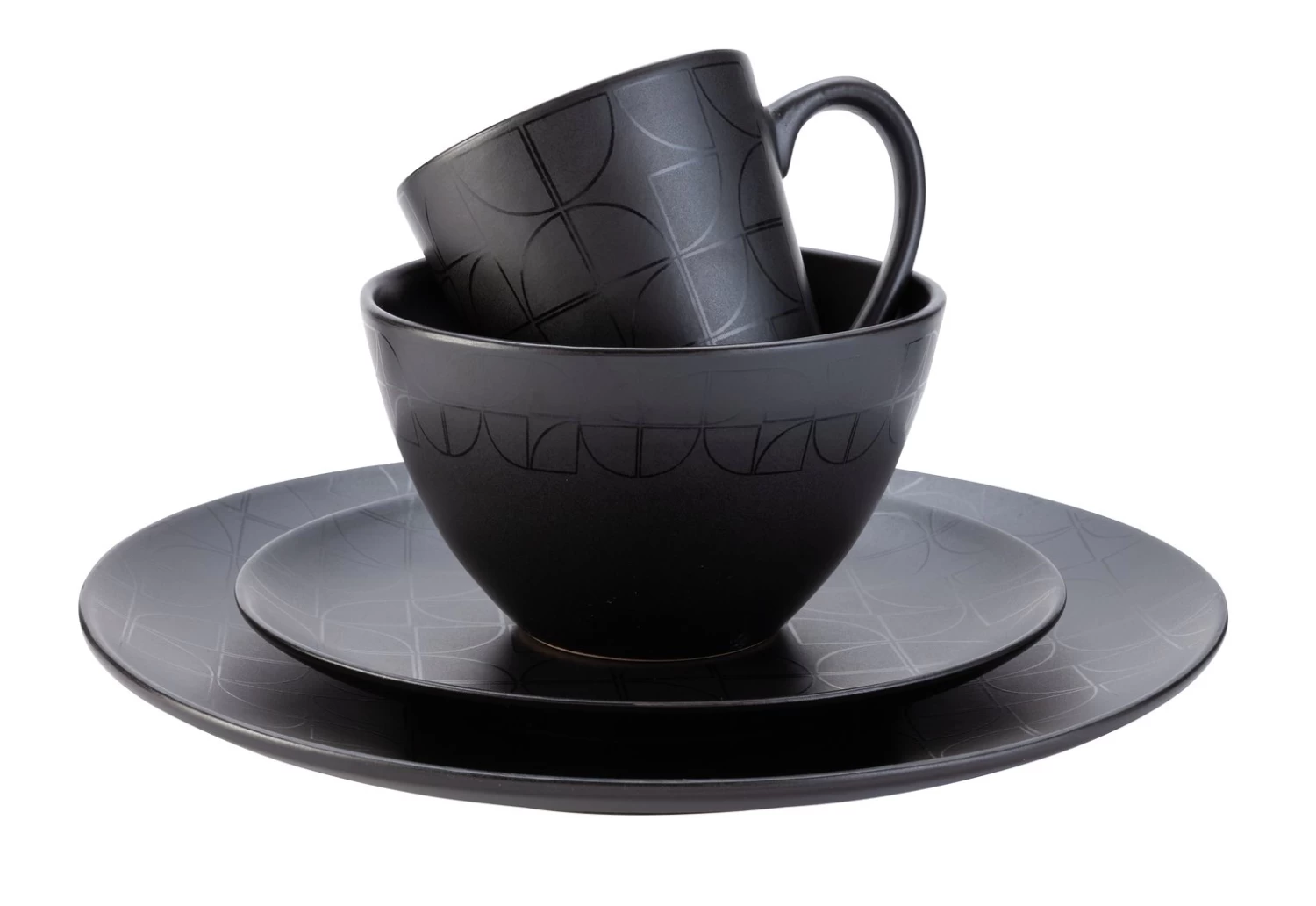 Habitat Geo 16 Piece Stoneware Dinner Set - Black 5 Habitat Geo 16 Piece Stoneware Dinner Set - Black - Image 3