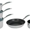 Habitat 5 Piece Stainless Steel With Silicone Rim Pan Set -Best Kitchen Products 8042785 R Z001A