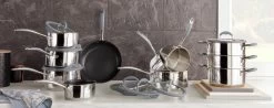 Habitat 5 Piece Stainless Steel With Silicone Rim Pan Set -Best Kitchen Products 8042785 R Z002C
