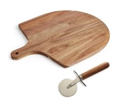 Habitat Industrial Wooden Pizza Board And Cutter Set -Best Kitchen Products 8885643 R Z007A