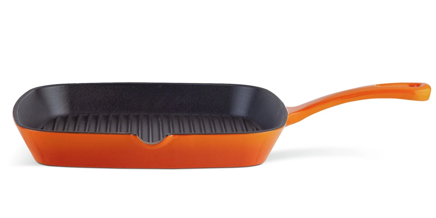 Habitat 23cm Cast Iron Griddle Pan - Orange 3 Habitat 23cm Cast Iron Griddle Pan - Orange