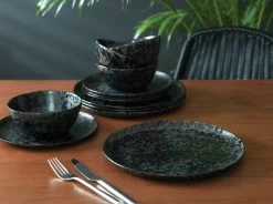 Habitat Preto 12 Piece Stoneware Dinner Set - Black -Best Kitchen Products 9310708 R Z002C