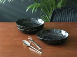 Habitat Preto 4 Piece Stoneware Pasta Bowls - Black -Best Kitchen Products 9310791 R Z002C