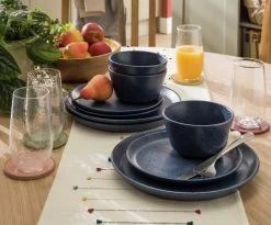 Habitat Addison 12 Piece Stoneware Dinner Set - Blue -Best Kitchen Products 9311446 R Z001C