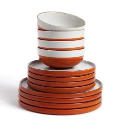 Habitat 12 Piece Stoneware Dinner Set - Rust Speckle -Best Kitchen Products 9361173 R Z002A
