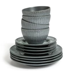 Habitat 12 Piece Stoneware Felicity Dinner Set - Blue -Best Kitchen Products 9410251 R Z002A