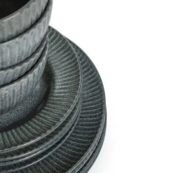 Habitat 12 Piece Stoneware Felicity Dinner Set - Blue -Best Kitchen Products 9410251 R Z005A