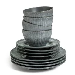 Habitat 12 Piece Stoneware Felicity Dinner Set - Blue -Best Kitchen Products 9410251 R Z006A