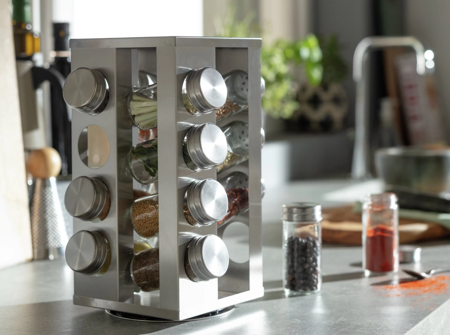 Habitat 16 Jar Stainless Steel Revolving Spice Rack 4 Habitat 16 Jar Stainless Steel Revolving Spice Rack - Image 2