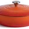 Habitat 4 Litre Cast Iron Shallow Casserole Dish - Orange -Best Kitchen Products 9505805 R Z001A