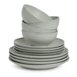 Habitat Textured Ripple 12 Piece Dinner Set - Chalk -Best Kitchen Products 9529764 R Z002A