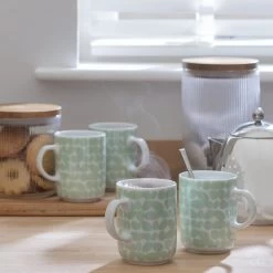 Habitat Scandi Decal Set Of 4 Mugs - White And Mint 7 Habitat Scandi Decal Set Of 4 Mugs - White And Mint -Best Kitchen Products 9598922 R Z001C