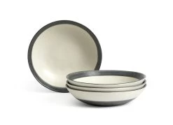 Habitat Stripe 4 Piece Stoneware Pasta Bowl - Blue